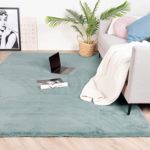 FRAAI | Home & Living Hochflor Teppich - Comfy Supreme Türkis - Shaggy, Einfarbig - Modern, Skandinavisch - Wohnzimmer, Esszimmer, Schlafzimmer - Fellteppich - Carpet