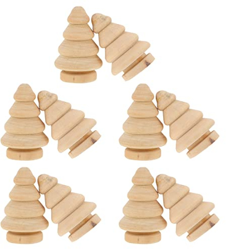 BESPORTBLE frigolitkoner, 10 stycken, gran, minijulgran, träfigurer, konstgjorda dekorativa träd för juldekoration, jul, vinterdekoration, träfigurer att måla
