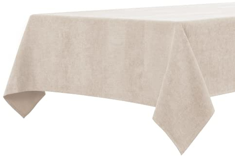 BALCONY & FALCON Table Cloth Waterproof Washable Cream 120x120cm | Faux Linen, Heavyweight, Square, Wrinkle Resistant, Wipe Clean, Farmhouse, Dining, Kitchen, Wedding, Party, Outdoor