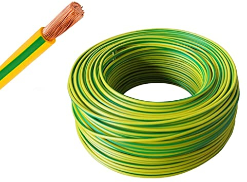 EBROM Aderleitung Erdungskabel H07V-K (K = flexibel feindrähtig 99,9% OFC Kupfer, Vollkupfer) 1 x 16 mm², 5 bis 100 Meter in der Auswahl, grün/gelb 16mm2 (16 mm2) - Ihre Länge: 50 Meter