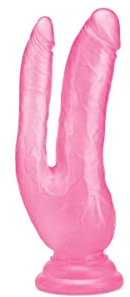Me You Us Ultracock Double Penetrator Dildo 8 Inch – Pink Jelly Dual Shaft Dong with Suction Cup Base – Double Penetration Sex Toy for Couples or Solo Play – Harness Compatible