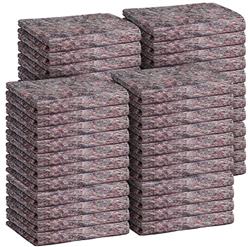 32 Pieces Textile Moving Blankets Bulk 54 x 72 Inch Furniture Blanket High Tensile Strength Pads Shipping Packing Blanket for Moving Furniture Floors Moves and Storage Equipment(Brown)