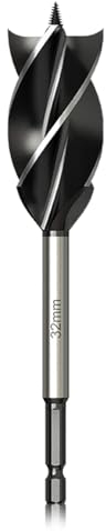 Meccion Professional Holzbohrer 32mm x 165mm Schneckenbohrer Selbstvorschub mit 1/4 Zoll Sechskantschaft Holzarbeiten Schlangenbohrer