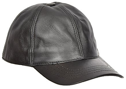 House of Luggage Gorra de béisbol de piel auténtica, ajustable, deportiva, casual, lisa, para verano e invierno, Negro, Taille unique