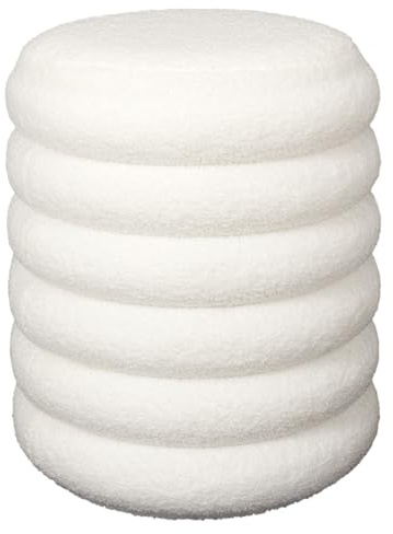 HOME DECO FACTORY - HD7623 Pouf Rangement Bouclette Freya - Conçu pour Mobilier et Assise - 37 x 43,5 x 37 cm - Hauteur Assise 43,5 cm - Couleur Blanc