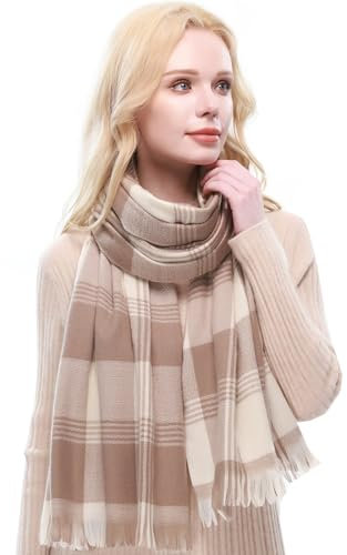RIIQIICHY Schal Damen Winter Kariert Schals Tücher Winterschal Frauen Kuschelig XXL Pashmina Schal Herbst Dicker Schal mit Fransen
