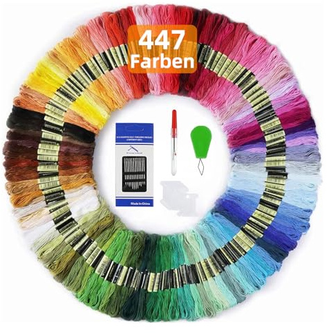 Maxee 447 färger broderigarn, regnbågsfärg, broderigarn, används för korsstygn, armbandstråd, konsthantverk, hantverk