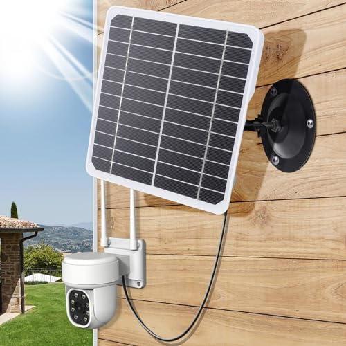 Panneau Solaire pour Caméra de sécurité, Panneau Solaire 20 W 5 V Compatible avec Caméra à Batterie Rechargeable, Chargeur de Panneau Solaire étanche IP68 USB avec Support Réglable