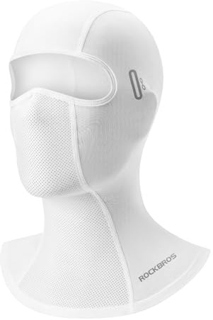 ROCKBROS Sommar Balaclava UV-skydd Motorcykel Balaklava för Män Kvinnor Andas Heltäckande Ansiktsskydd Cykling Ansiktsmask för Ridning, Vandring, Fiske, Racing, Utomhussport, Grå/Vit/Grön, Grå, 2-3