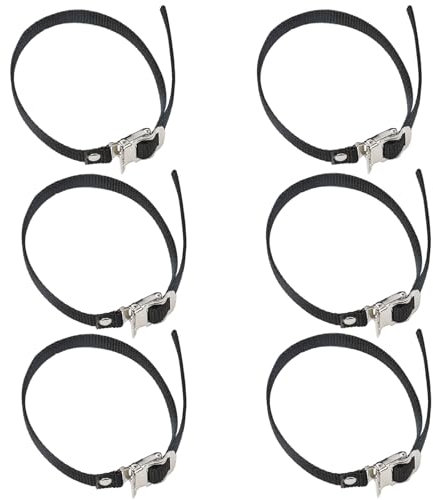 6 Stück Fahrrad Pedalriemen, Fahrrad Pedale Clips, Adjustable Bicycle Pedal Strap, Zehenclips Riemen mit Klemmschloss, Bike Pedal Straps Schwarz für Übung Spin Bike und Outdoor-Fahrräder (50CM)