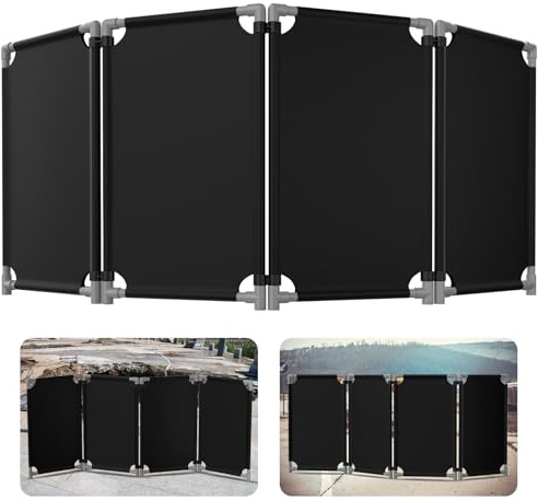 4 Panels Safety Barricade,7.8FT Removable Foldable Security Gates Barrier with Heavy Duty PVC Frame, Black Color Easier to Identify, Crowd Control Restricted Area Pedestrian Barricade Traffic Fence
