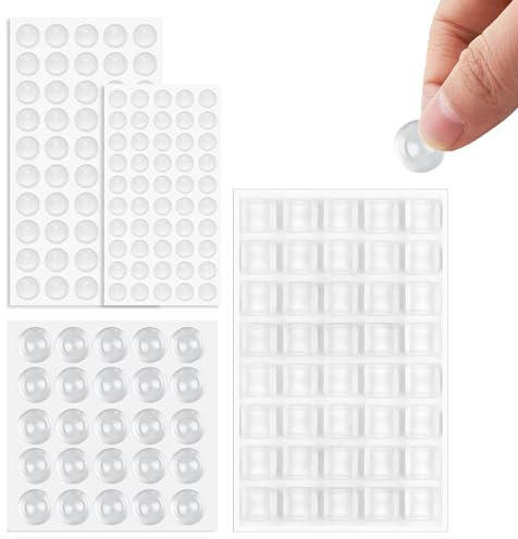 165 Pieces Silicone Bumpers Adhesive Buffer Pads Clear Cupboard Door Stops Pads,4 Sizes Rubber Stoppers rubber feet Clear Furniture BufferPads for Furniture Glass Tables Door Protect