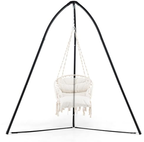 GOPLUS Soporte Trípode De Estructura De Metal Resistente para Columpio/Silla Colgante, Soporte para Silla De Hamaca para Interiores Y Exteriores, Capacidad De Peso De 200 Kg