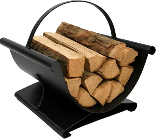 FRAMADO Cesto per Legna da Ardere per Interni - Porta Ceppi in Metallo - 38x36x42cm - Nero, Verniciato a Polvere, Resistente Alla Corrosione - Pronto All'uso, Non Necessita di Montaggio - CESTA
