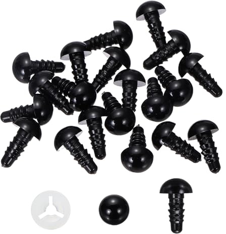 PATIKIL Occhi di Sicurezza 10mm, 20 Pezzi Occhi in Plastica per Artigianato con Pellicola Protettiva E Rondelle per Peluche Giocattoli all'Uncinetto Bambole Creazioni Fai da Te, Nero