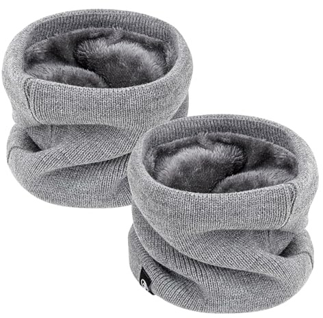 newhsy Neck Warmer Windproof Thermal Knitted Snood Scarf for Men Women Thick Winter Cold Weather Knitted Circle Scarf for Outdoor Sports (gray, One Size)