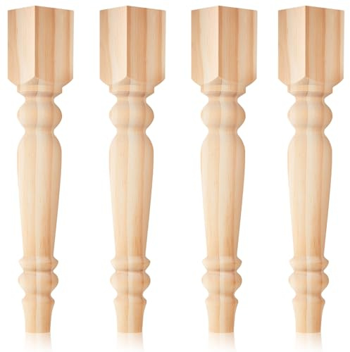 Threehoney 4 Pcs Wooden Farmhouse Table Legs, 14 x2.2'', Round