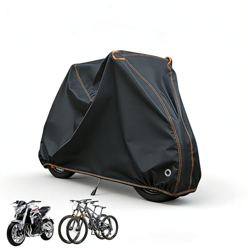FRONDENT Housse De Vélo Imperméable, Housse Velo Exterieur Protection Bâche Oxford 500D Avec Trou De Verrouillage & Sac, pour VTT Et Vélo De Route, Garage à Bache Vélos Extérieur, Grand-210x110x100cm