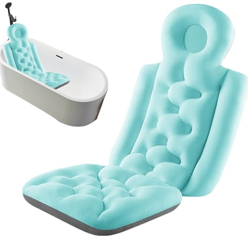 Almohada De Baño De Cuerpo Entero – Cojín Ergonómico para Bañera Adultos | Soporte Elástico Cabeza, Cuello & Espalda | & Antideslizante | Tamaño Universal 40x93cm | Relajación Máxima