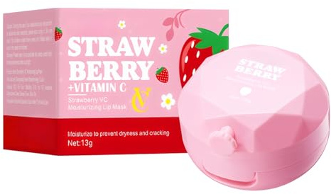 Maschera per labbra alla fragola, Overnight, nutriente, idratante, alla fragola, al balsamo per le labbra, a lungo, idratante e cura delle labbra, per esfoliare le labbra e ridurre le linee sottili