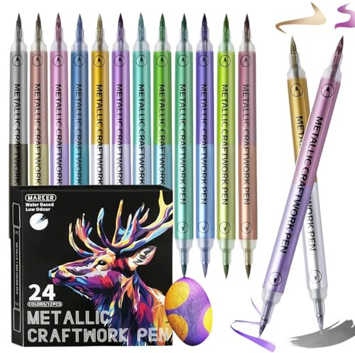Stylos À Colorier – 24 Couleurs À Pointe Souple Imperméable | Stylos De Peinture À L'huile, Fournitures De Scrapbook Pour Papier, Verre, Bois, Tissu, Toile, Adultes, Maison, École, Cadeaux De