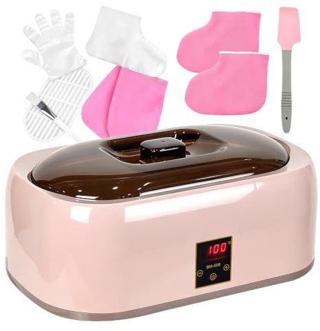 Baño de Parafina para Manos y Pies 4L, Maquina Parafina con Guantes y Cubrezapatos 200W 220V para Hidratación de la Piel y Alivio de la Artritis, Rosa