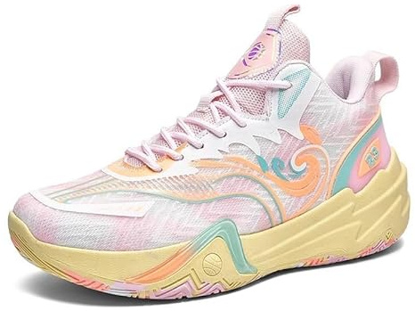 Solastride Basketskor for män Unisex högtopp Sport Andas, vadderade Lämpliga for utomhusträning inomhus(Pink,39 EU)