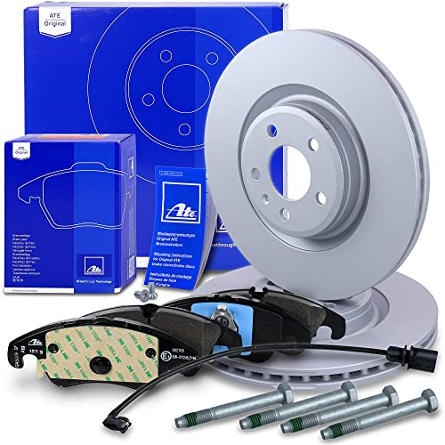 ATE Bremsenset Vorderachse inkl. Bremsscheiben vorne Ø 345 mm belüftet und Bremsbeläge vorne + Verschleißkontakt Kompatibel mit AUDI A6 C7 (4G2, 4GC), A7 Sportback (4GA, 4GF), Q5 (8RB)
