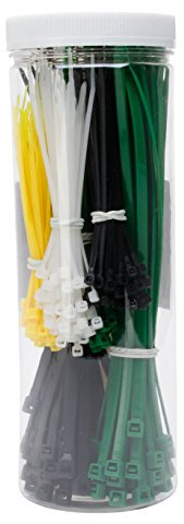 Kopp Kabelbinder-Set in Box, 300 Stück, 150 St. 200 x 4,8 mm und 150 St. 100 x 2,5 mm, weiß, schwarz und grün, 324601099