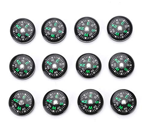 Alomejor 12 Pièces Boussole Mini Poche 20 mm – Ensemble de Survie Portable pour Randonnée, Camping, Orientation en Plein Air – Boussole Compacte Précise et Robuste pour Activités O