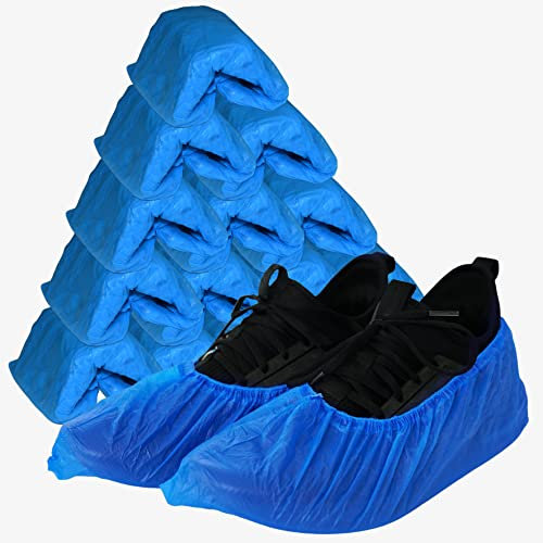 MC -100 Stück Einweg-Schuhüberzieher 3,2 g (40 x 15) aus CPE Robust und wasserdicht für den Innen- und Außenbereich, Fitnessstudio, Schwimmbad. Universalgröße, blau