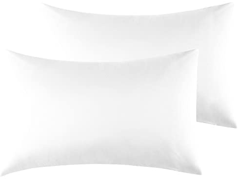 Funda de Almohada 100% Microfibra 40 x 70cm, Juego de 2 Fundas Almohada Extra Suave Hipoalergénicas Transpirable Blanco