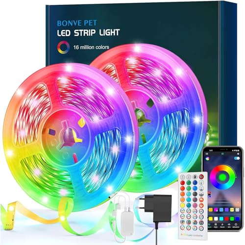 Ruban LED 15M(7.5M*2) Bande LED RGB Bande Lumineuse Flexible Multicolore avec Télécommande à 40 Touches, Synchroniser avec la Musique, pour Fête Décor pour la Maison Chambre Bar