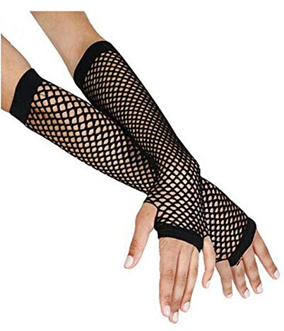 nihngvjm Sommer-Sonnenschutz-Handschuhe Fischernetz-Handschuhe Langer Abschnitt Frauen Solide Handschuhe Punk Goth Club Lady Tanzkostüm Spitze brauthandschuhe (Size : Black)