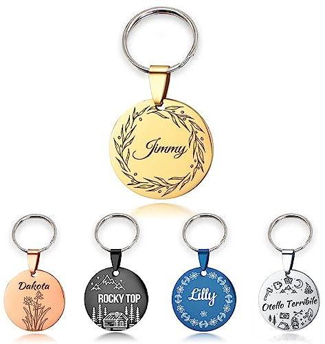 Personalisierte gravierte Hundemarke, runde Edelstahl-Katzen-/Hundemarke, Doppelseitige Gravur, Einzigartige individuelle Geschenke für Kätzchen und Welpen