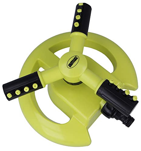 Amig - Arroseur Rotatif Avec 3 Buses | Arroseur De Pelouse | Ø200 x 100 mm | 3 Bras Rotatifs Et Connecteur Rapide | Surface Jusqu'À 63,5 m² | Plastique Abs | Vert Pistache Et Noir