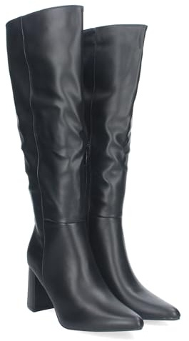 shoes&blues.es 80035-Botas Elegantes de Cana Alta con Tacon Alto, Cierre de Cremallera y Punta Fina para Estilizar tu Look.. Talla 36 Negro
