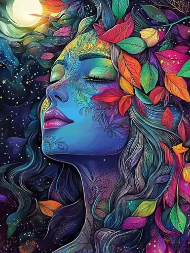 VAIIEYO 5D DIY Diamond Painting Kvinna, Diamantmålning Kit Landskap, Strass Broderi Korsstygn Kit Tillbehör Konst Hantverk Kanvas Väggdekor Klistermärken Heminredning 30 x 40 cm-69