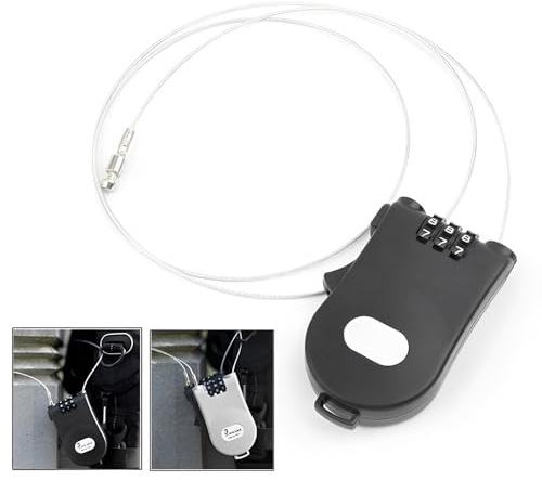 KYLOS Candado de Seguridad Retráctil - Combinación de 3 Dígitos - Cable Acero 100 cm Anticorte - Para Maletas, Bicicletas, Carritos de Bebé y Equipaje - Protección Máxima Portátil