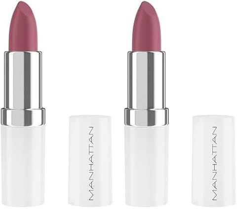 Manhattan Lasting Perfection Satin Lipstick 150 Rosewood Rose, Lippenstift für intensive, langanhaltende Farbe und feuchtigkeitsspendende Pflege (Packung mit 2)