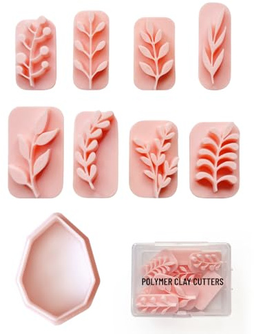 Zzcy 9 Pcs Emporte-Pièces en Forme de Feuilles D'argile Polymère, Tampons en Argile à Feuilles pour Boucles D'oreilles et Autres Bijoux et des Projets DIY