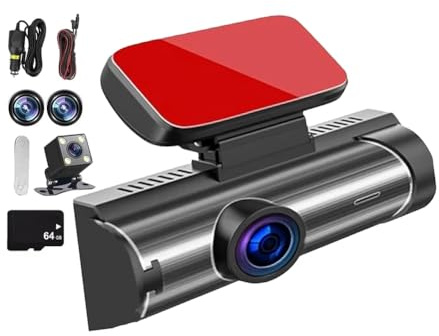 Koolenry Cámara de Tablero Frontal y Trasera de 64 GB, Cámara de Tablero Frontal y Trasera Full HD de 1080P, Wi-Fi Inalámbrico Integrado, Visión HD