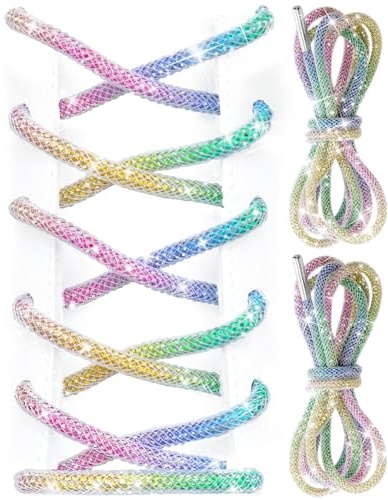 UamGlsob Cordones Redondos con Cristales y Strass de 4mm, Cordones Brillantes con Diamantes para Zapatillas y Botas