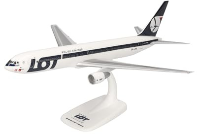 Herpa Snap-Fit modellflygplan LOT Polish Airlines Boeing 767-300, miniatyr i skala 1:200, samlarobjekt, modell med ställ, plast