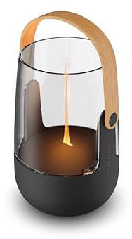 Stadler Form Sophie mini trådlös aromdiffusor och lykta Sophie mini batteritid upp till 7 timmar inomhus utomhus flameffekt för eteriska oljor, ultraljud aromaterapi, svart med bambuhandtag