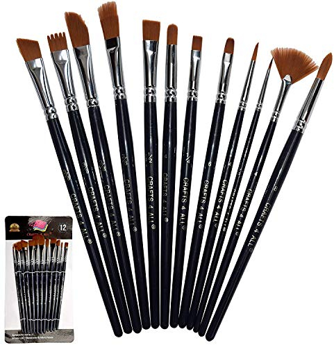 Farbe Bürsten 12 Stücke Set professionell Farbe Bürste Runden Spitz Tip Nylon Haar Künstler Acryl Bürste fur Acryl Aquarell Öl Malerei durch Crafts 4 ALL