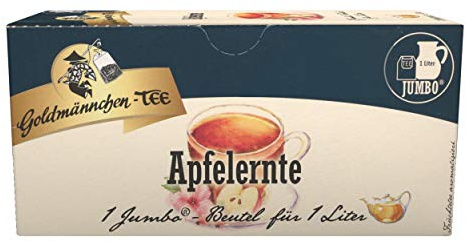 Goldmännchen Jumbo Tee Apfelernte, Apfelfruchttee, Früchtetee, Apfel, Früchte, 20 Teebeutel, Große Beutel, 3137