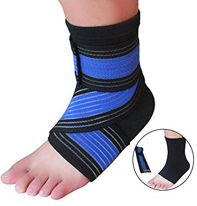 elastrap Bande Bandage de compression lymphoedeme Lymphologie Maladie de la lymphe - Manchons Corps Pied Cheville Jambe Cuisse Bras Mains Coude (CHEVILLERE BLEU NOIR + BANDE 70x7,5cm)
