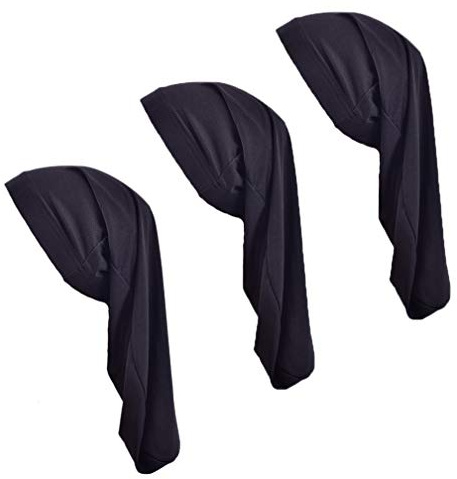 Unisex Spandex Braids & Dreadlocks Cap 3 Packed,Jumbo Satin Night Sleep Bonnet Hair Covers for Men Women (A1-Black-3 Packed)