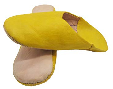 Babuchas o Zapatillas marroquíes de Cuero autentico muy cómodas para Andar por casa (Amarillo, numeric_40)